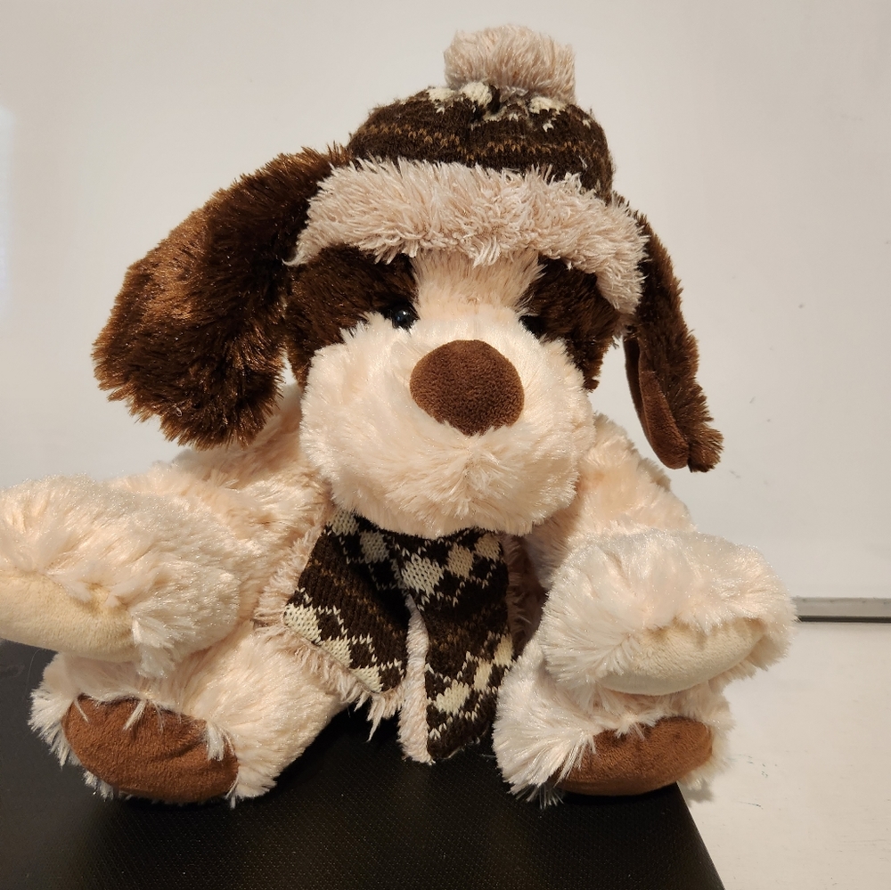 Adorable HUGFUN INTERNATIONAL plush winter dog.
